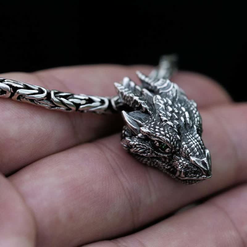FREE Today: Men's Viking Green Eye Dragon Head Necklace